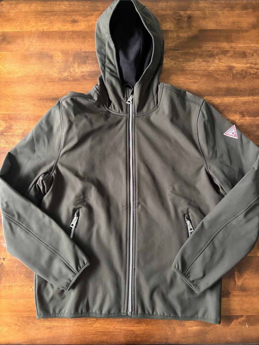 Guess Men's Olive Hooded Windbreaker Jacket